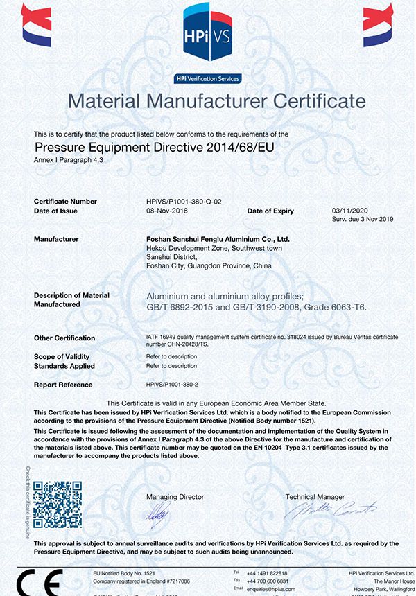PED certificate